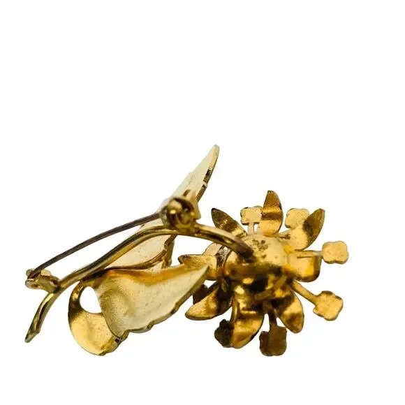 Vintage Damascene Flower Brooch - Picture 6 of 9